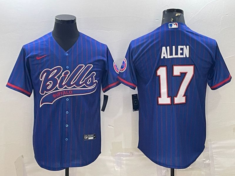 Men Buffalo Bills #17 Allen Blue Stripe 2022 Nike Co branded NFL Jerseys
